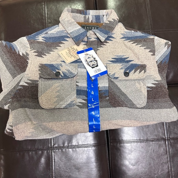 Jachs Men’s Tan Aztec Sherpa Lined Wool Blend Jacket Shacket - Picture 13 of 16